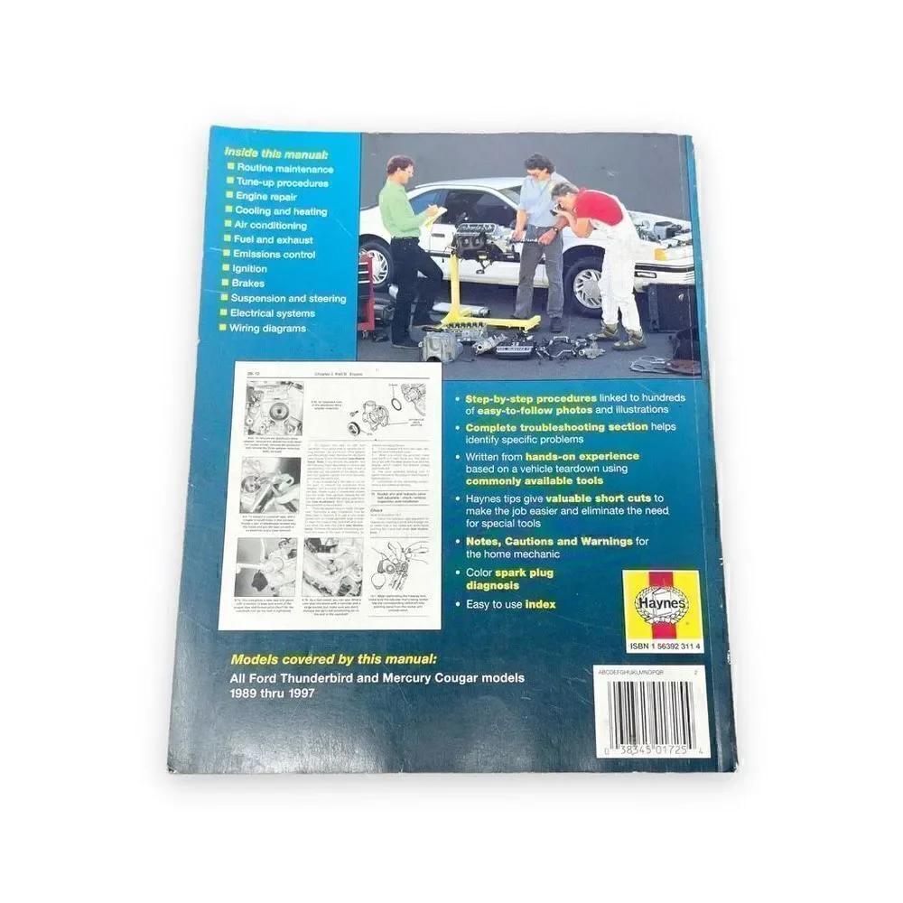 Haynes Repair Manual 36086 Ford Thunderbird Mercury Cougar 1989 1997 Used Flawed
